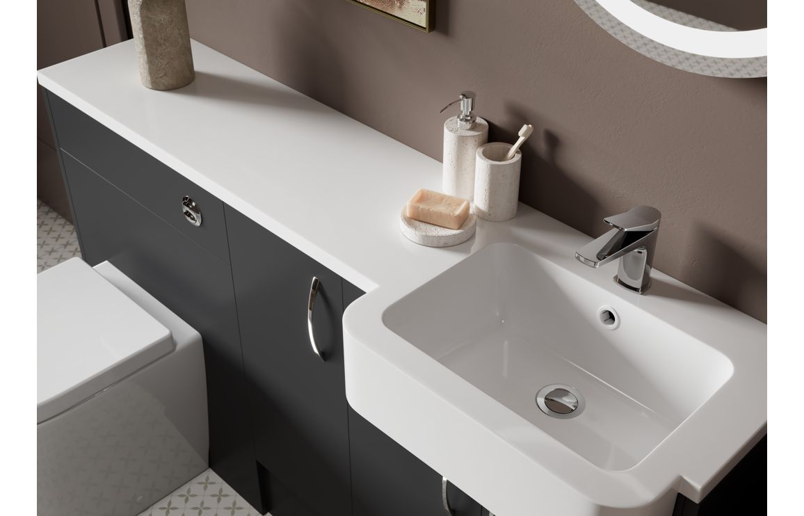 Nevada 1236mm Slim Basin & WC Unit Pack - Matt Graphite Grey (Grey Cab) - Image 3