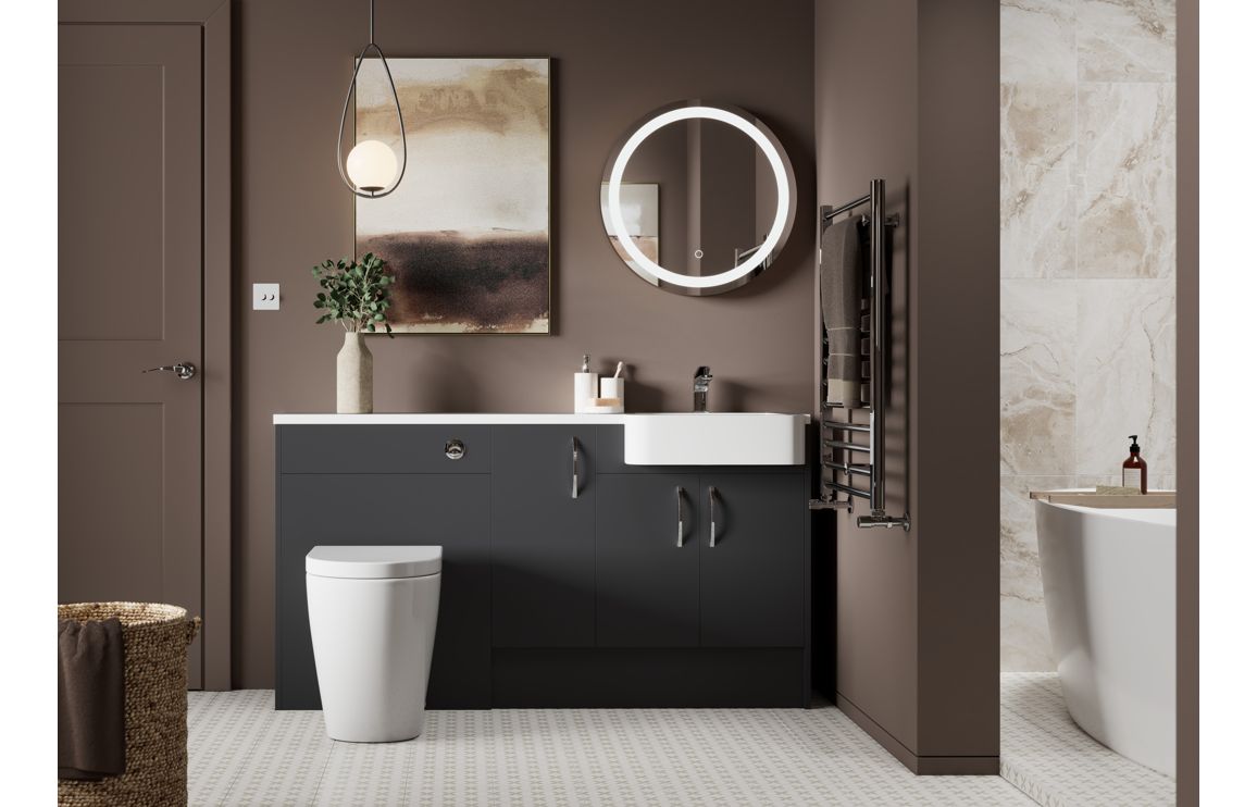 Nevada 1236mm Slim Basin & WC Unit Pack - Matt Graphite Grey (Grey Cab) - Image 2