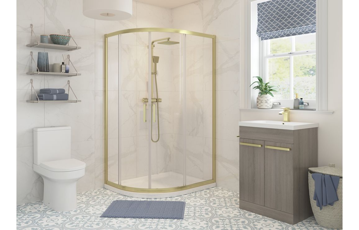 Options 1200x800mm 2 Door Offset Quadrant - Brushed Brass