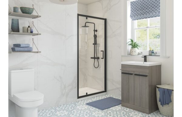 Options 700mm Pivot Door - Matt Black