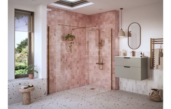 Luxe 800mm Wetroom Side Panel & Arm - Brushed Bronze
