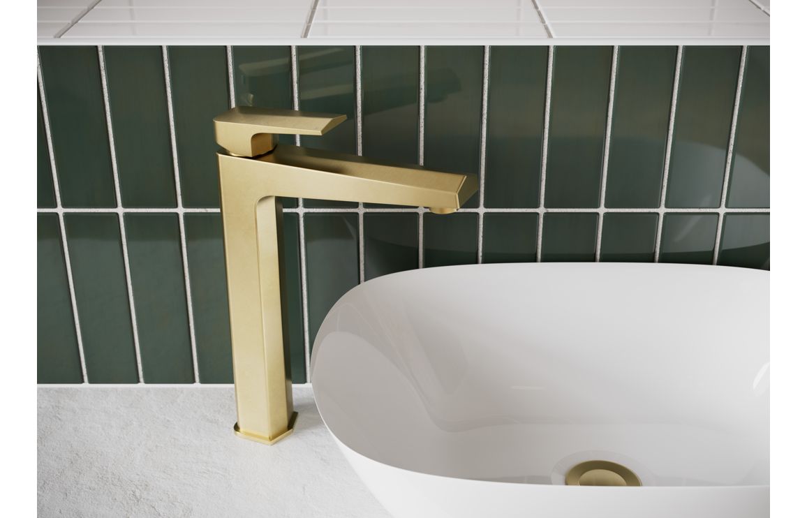 Malbec Tall Basin Mixer - Brushed Brass - Image 2