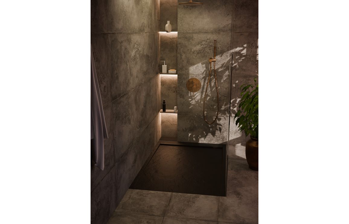 30mm Slate 1200x800mm Rectangular Tray & Waste - Black - Image 3