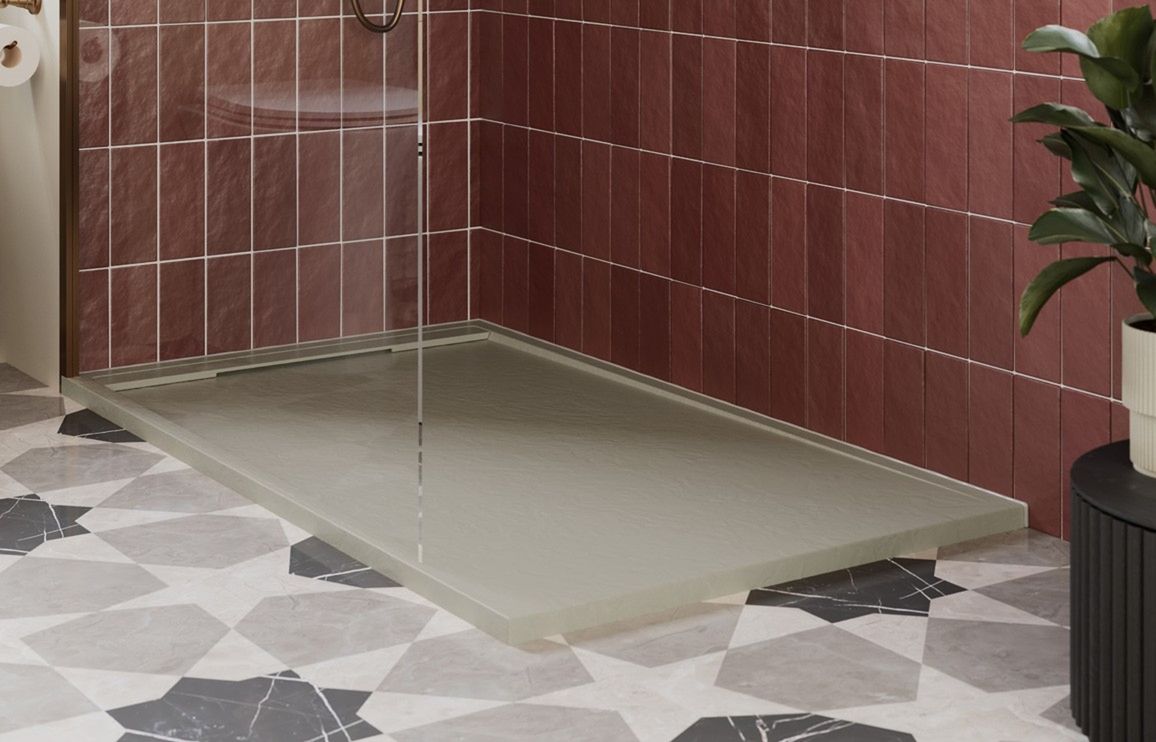 30mm Slate 1400x800mm Rectangular Tray & Waste - Latte - Image 2