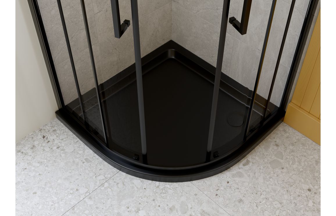 40mm Low Profile 800mm Quadrant Tray & Waste - Matt Black - Image 3