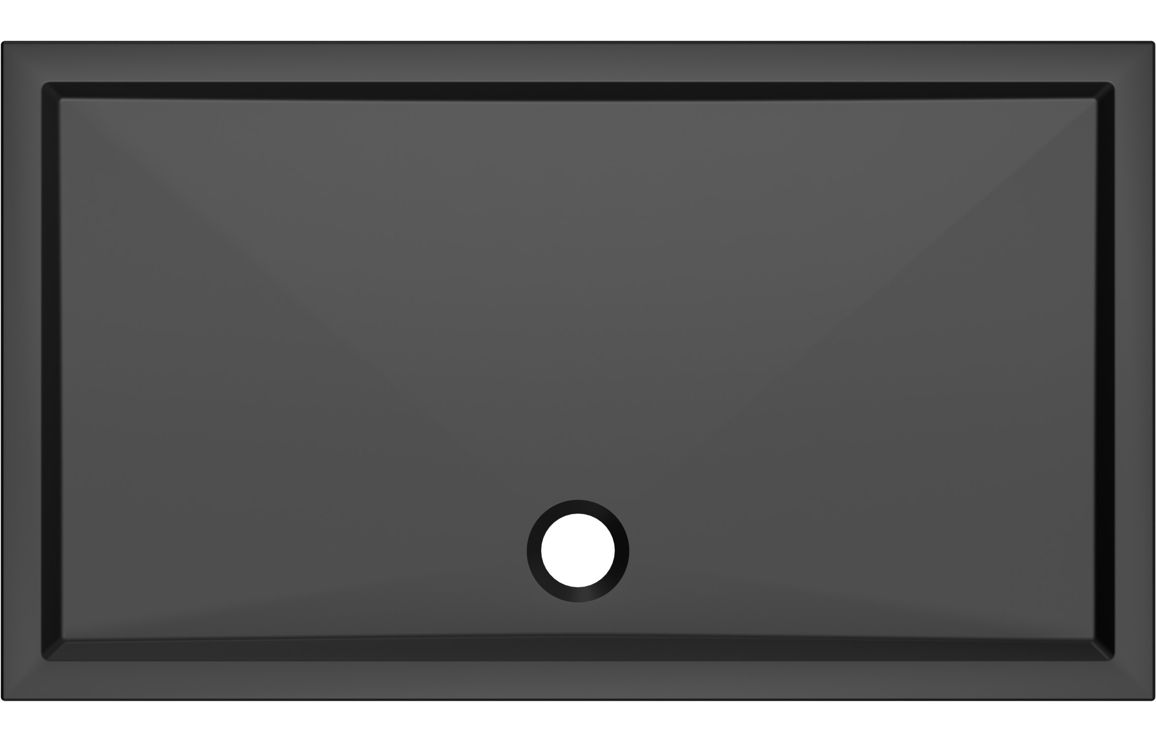 40mm Low Profile 1000x800mm Rectangular Tray & Waste - Matt Black - Image 2