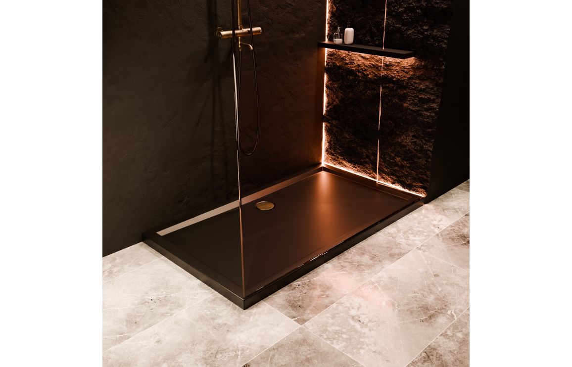 40mm Low Profile 1000x800mm Rectangular Tray & Waste - Matt Black - Image 3
